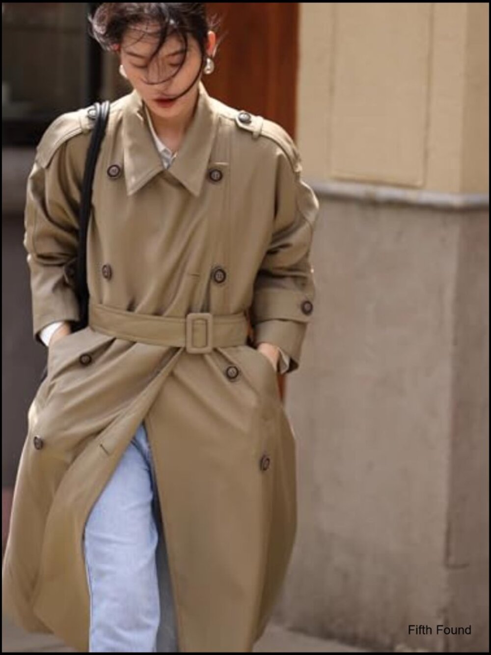 Classic Long Double-Breasted Women Trench Coat with Belt Spring Fall - Picture 3 of 10
